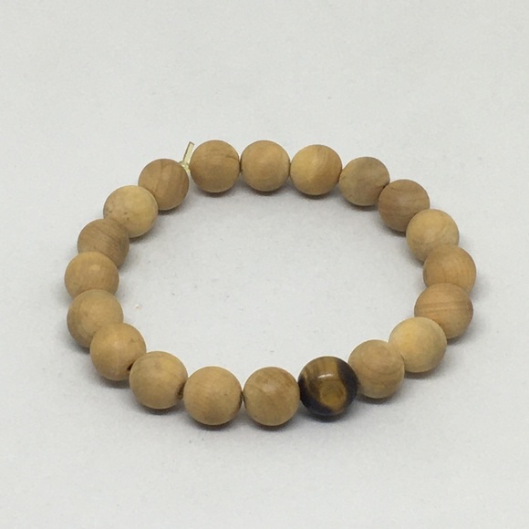 Jewelry - Thuja Wood Beaded Bracelet w/ Tiger Eye